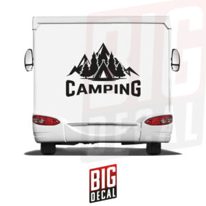Camping Decal Mountain and Tree Decal Caravan Vinyl Decals 47x34 in