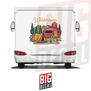 Camping Decal Trailer Caravan Decal Mountain and Tree Decal Caravan Wrap Decals 47x39 in