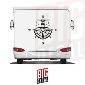 Compass and Bird Decal Sea Tower Decal Caravan Vinyl Decals 43x43 in