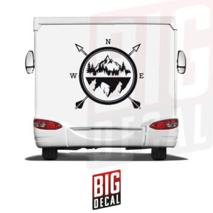 Compass and Mountain Decal Tree Decal Caravan Vinyl Decals 43x43 in