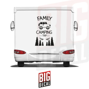 Family Camping Decal Trip Decal Tree Decal Caravan Vinyl Decals 30x47 in