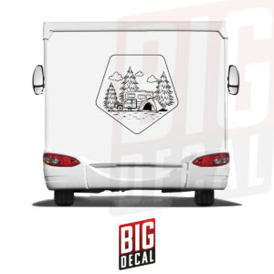 Camping Decal Trailer Caravan and Tree Decal Caravan Vinyl Decals 46x43 in