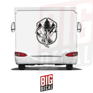 Let's Go Camping Decal Mountain Decal Caravan Vinyl Decals 35x47 in