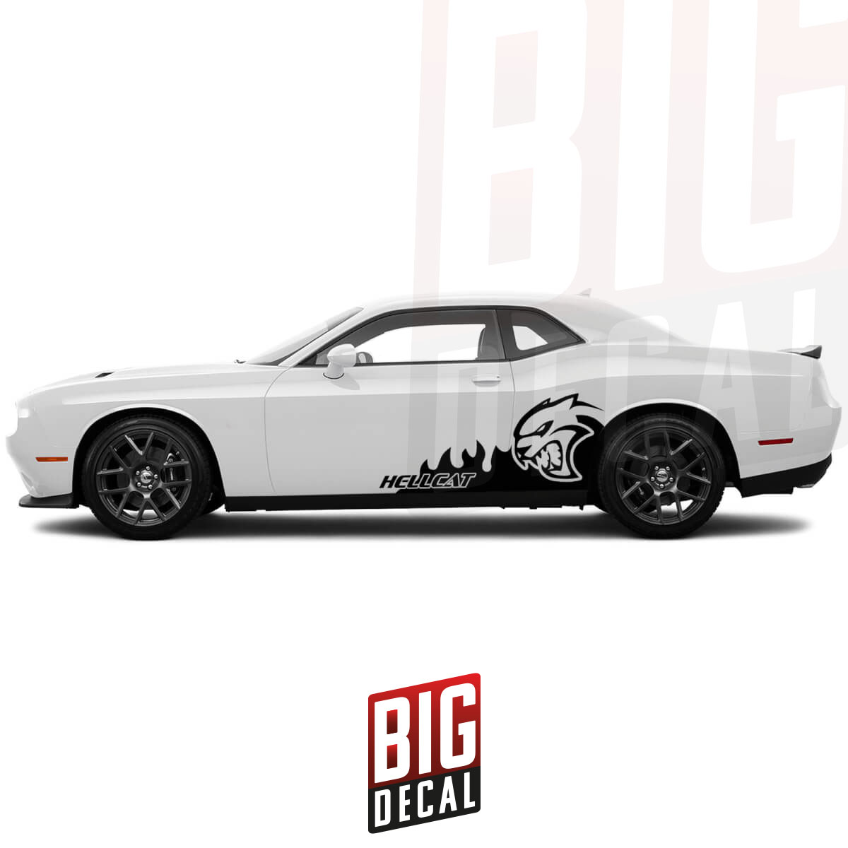 Pair Hellcat Decals For Dodge Challenger Splash Flames Doors Side Vinyl ...