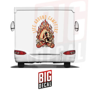 Fiery Skull Decal Caravan Wrap Decals 37x47 in